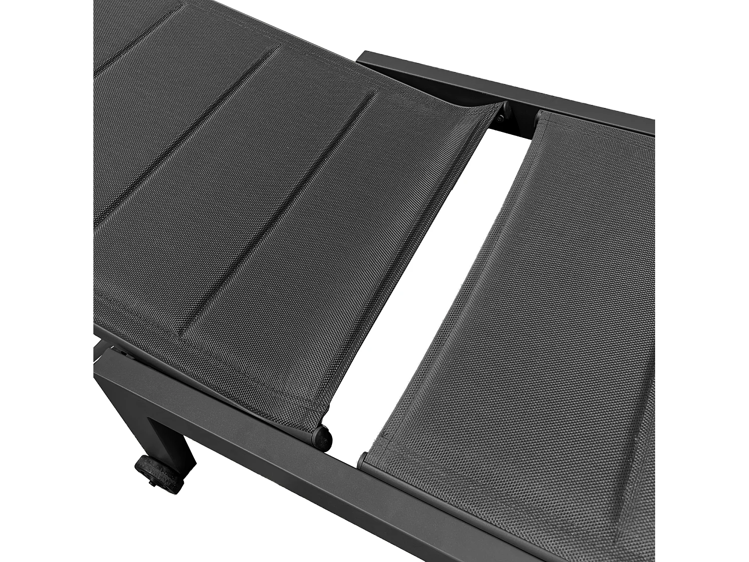 Set di lettino eTavolino BARBADOS in textilene nero - alluminio grigio antracite - HAPPY GARDEN