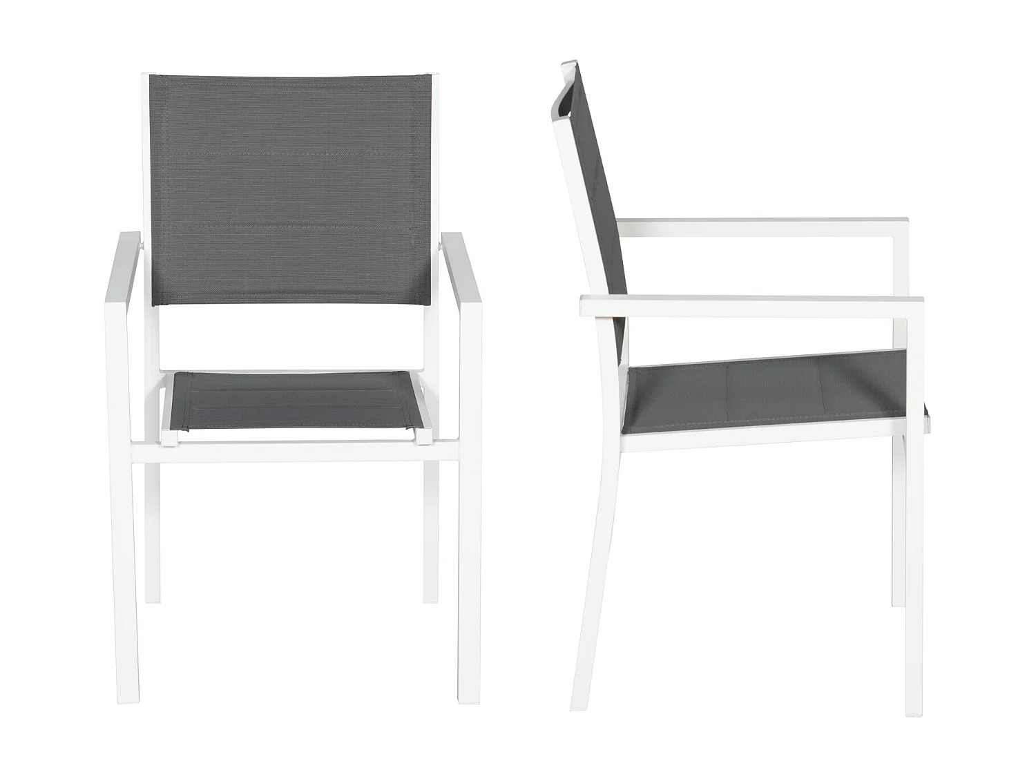 Lot de 8 chaises rembourrées en aluminium blanc - textilène gris