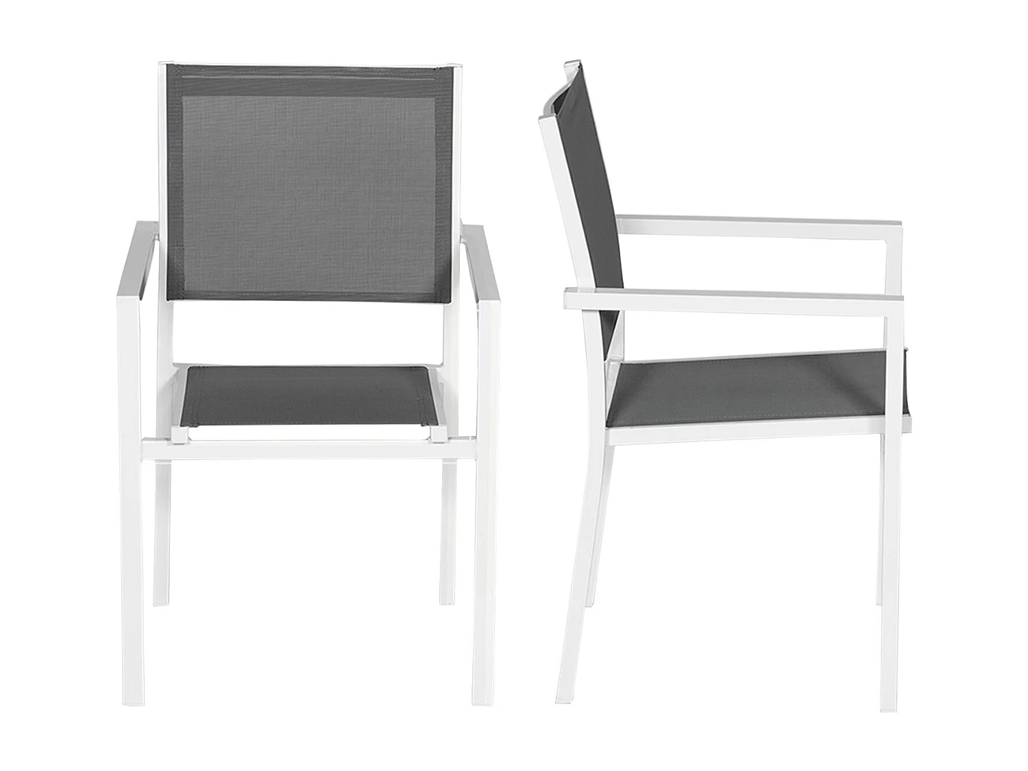 Set di 10 sedie in alluminio bianco - textilene grigio - HAPPY GARDEN