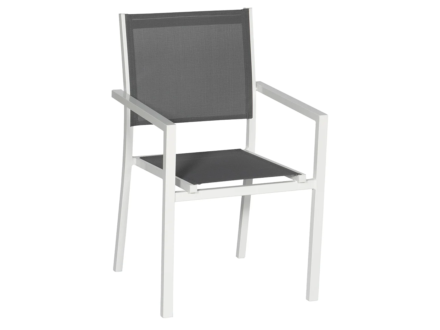 Lot de 8 chaises en aluminium blanc - textilène gris