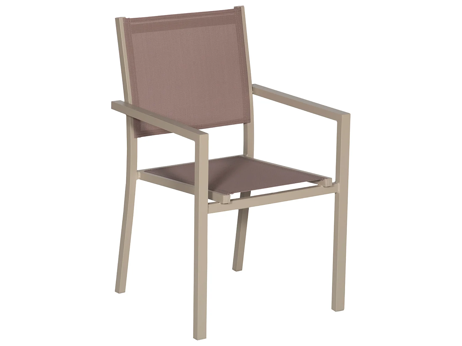 Lot de 6 chaises en aluminium taupe - textilène taupe