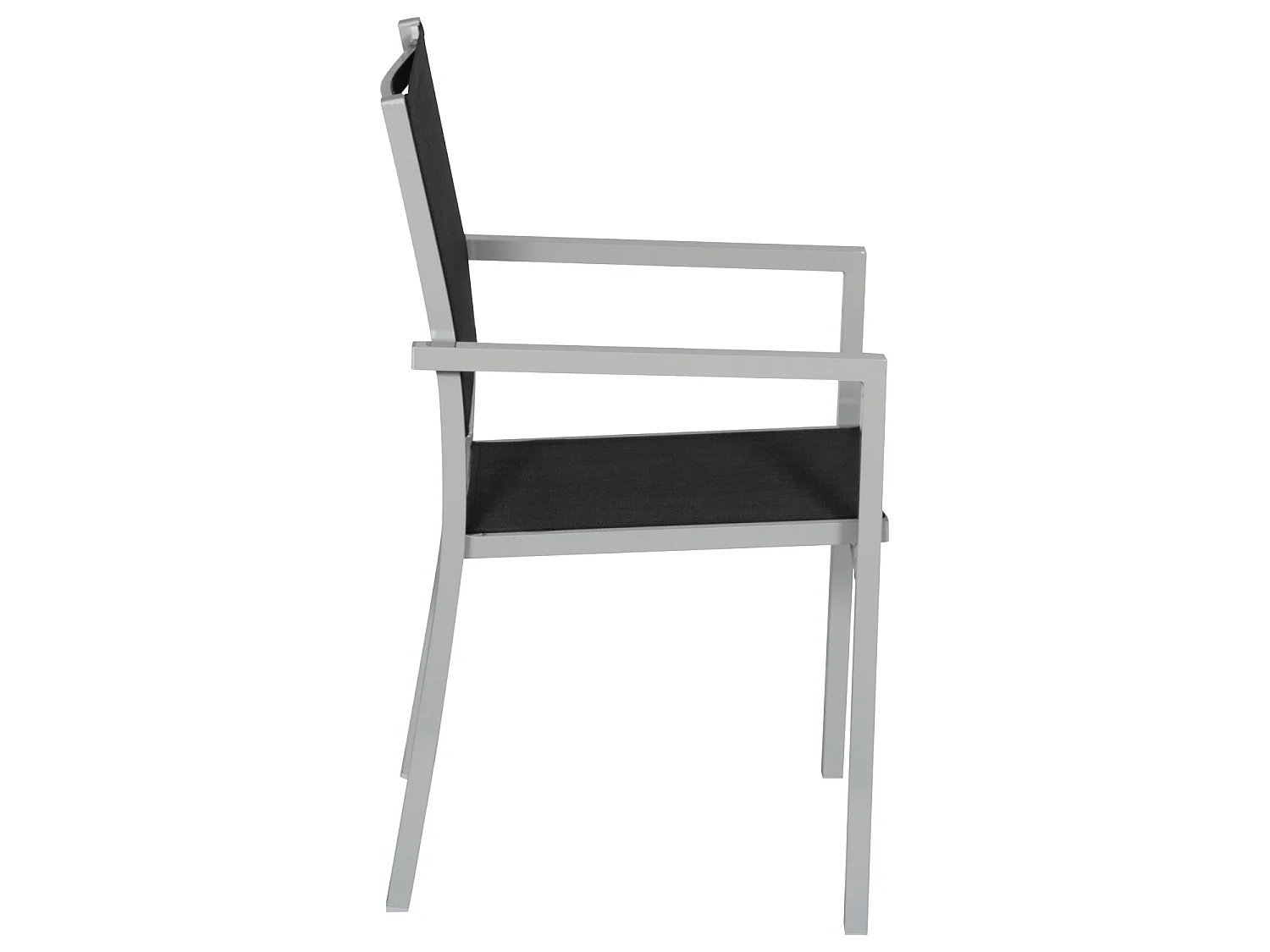 Juego de 6 sillas de aluminio gris textileno negro - HAPPY GARDEN