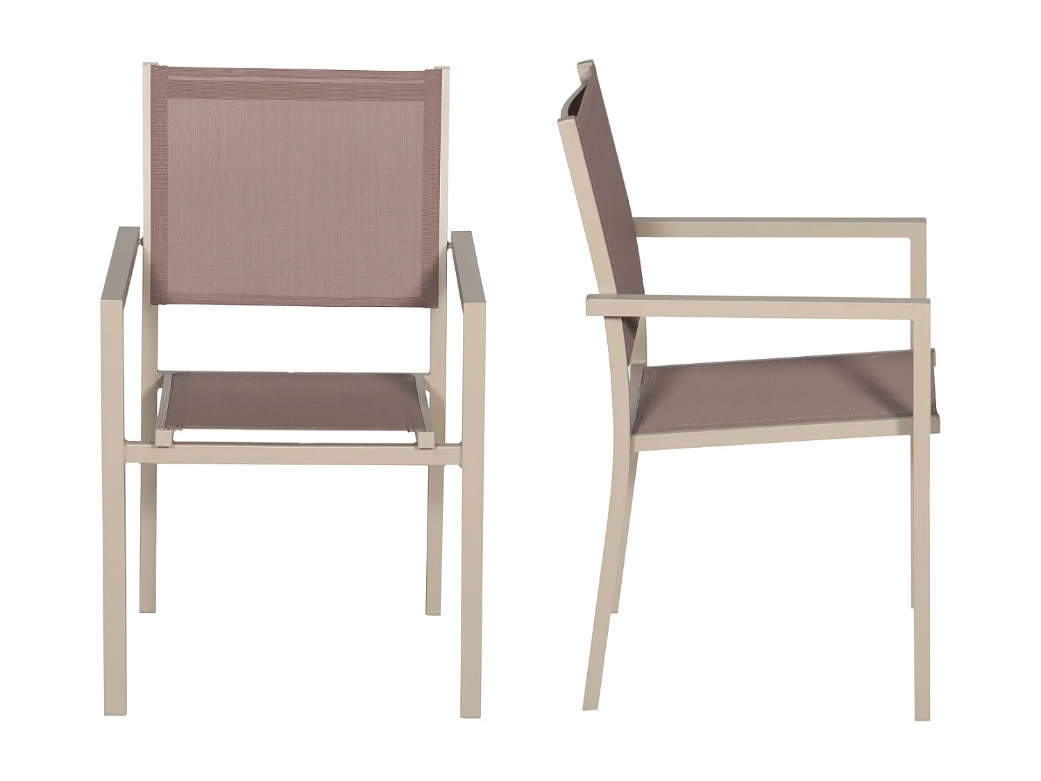 Lot de 4 chaises en aluminium taupe - textilène taupe
