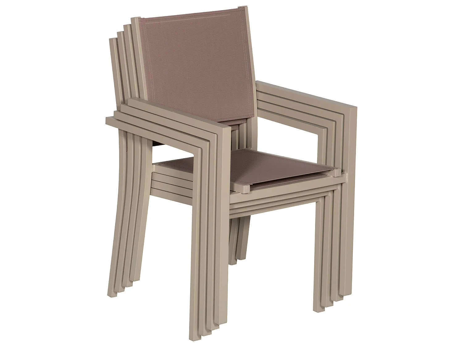 Set van 8 taupe aluminium stoelen - textilene taupe