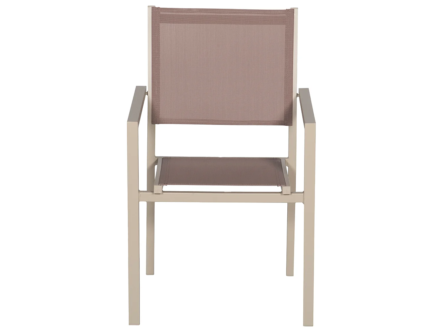 Lot de 8 chaises en aluminium taupe - textilène taupe