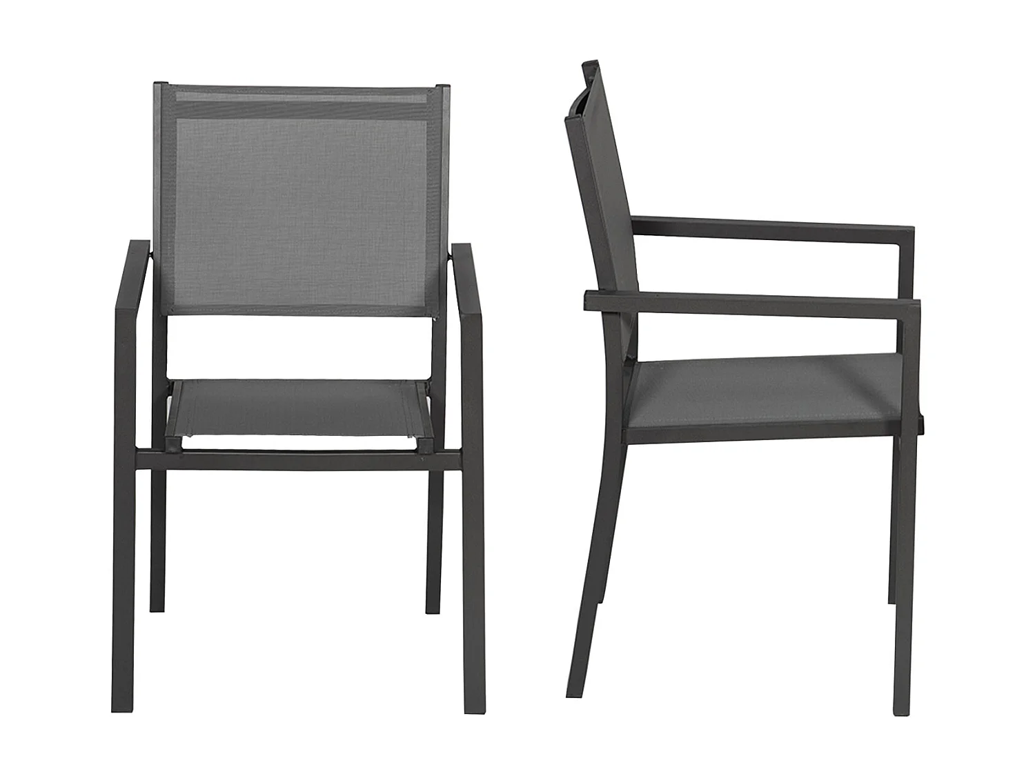 Lot de 4 chaises en aluminium anthracite - textilène gris