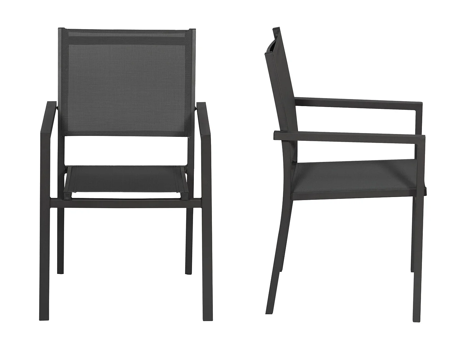 Lot de 4 chaises en aluminium anthracite - textilène gris