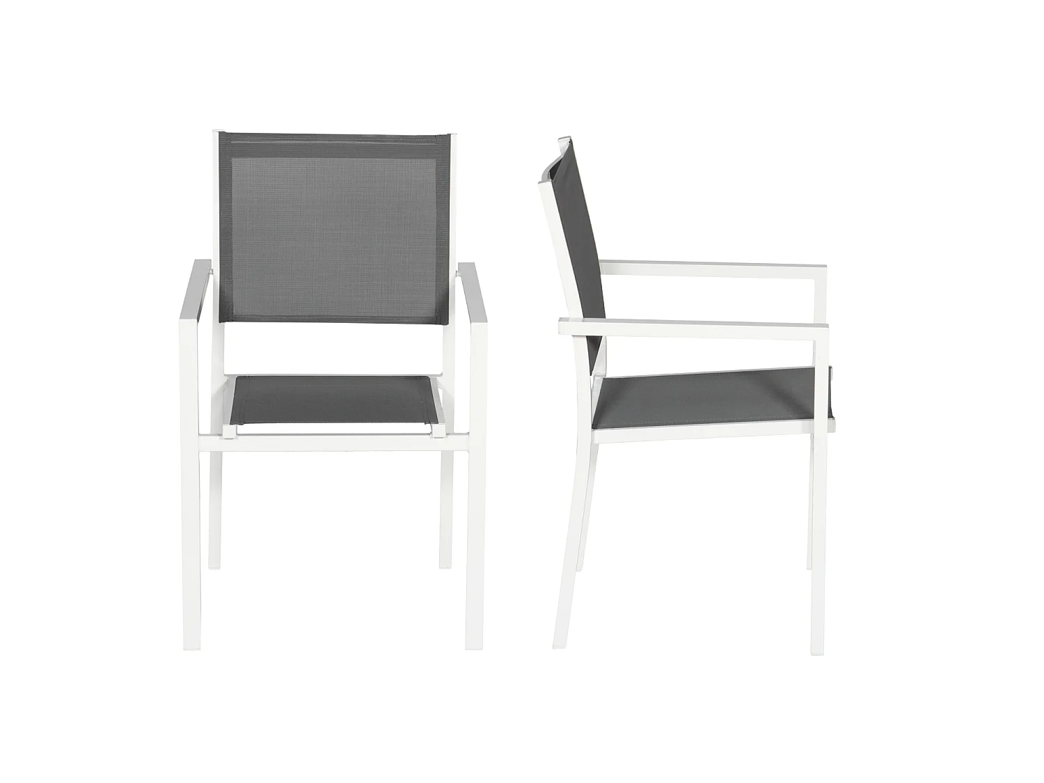 Juego de 6 sillas de aluminio blanco textileno gris - HAPPY GARDEN