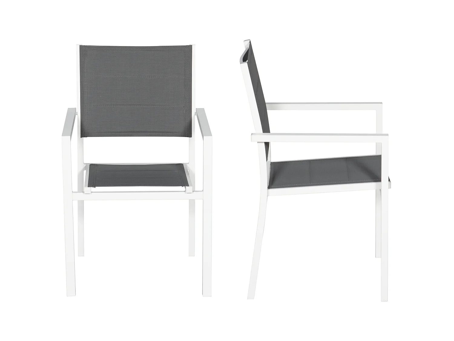 Juego de 10 sillas tapizadas de aluminio blanco textileno gris - HAPPY GARDEN