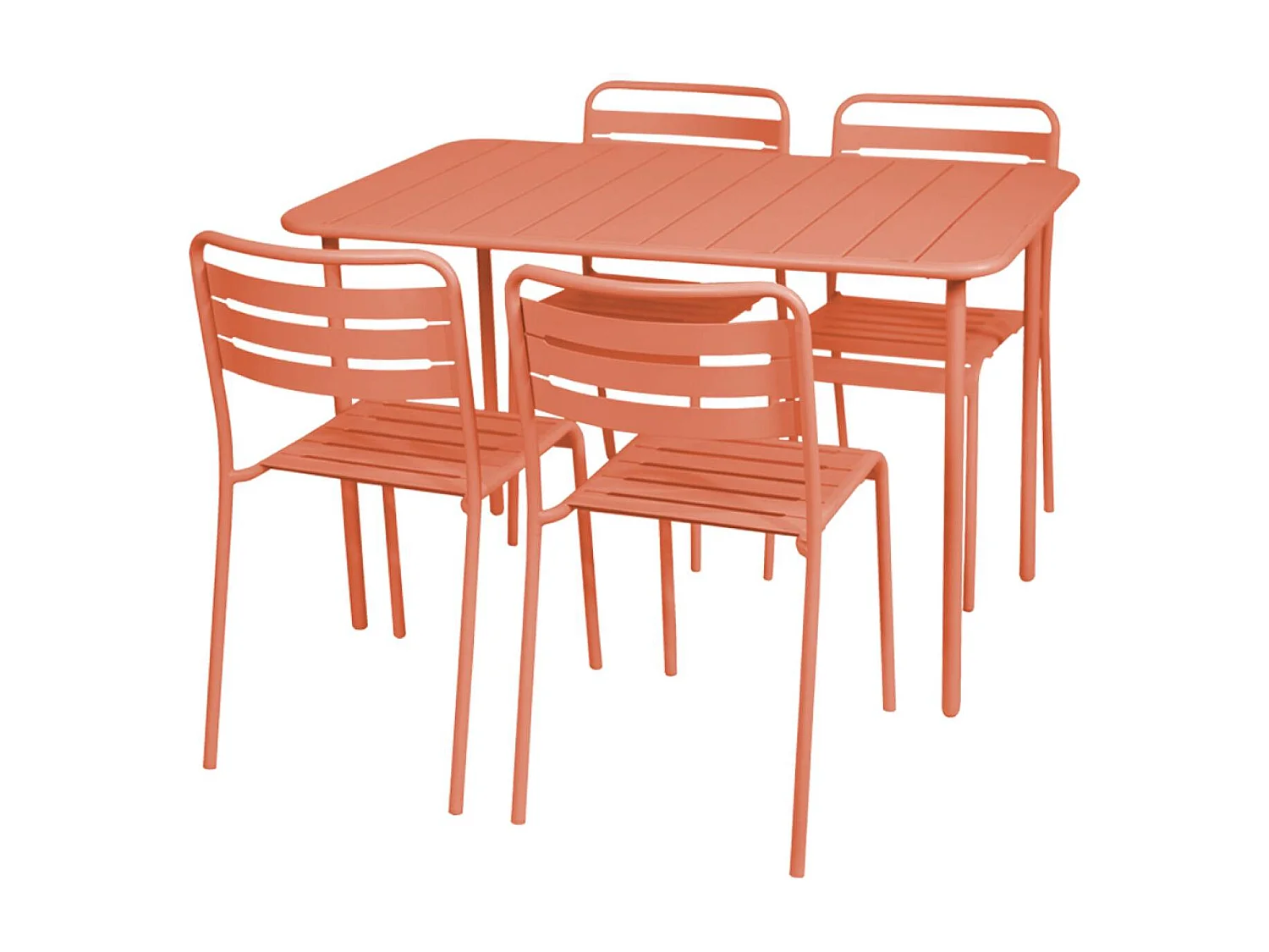 Set tavolo da giardino bistrot in metallo con 4 sedie, rosa tostato
