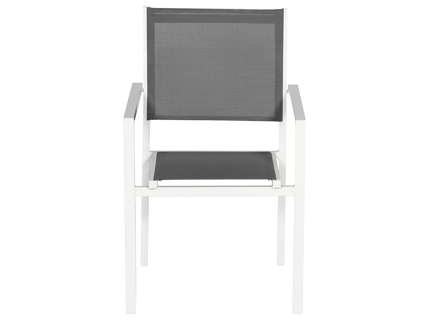 Lot de 4 chaises en aluminium blanc - textilène gris