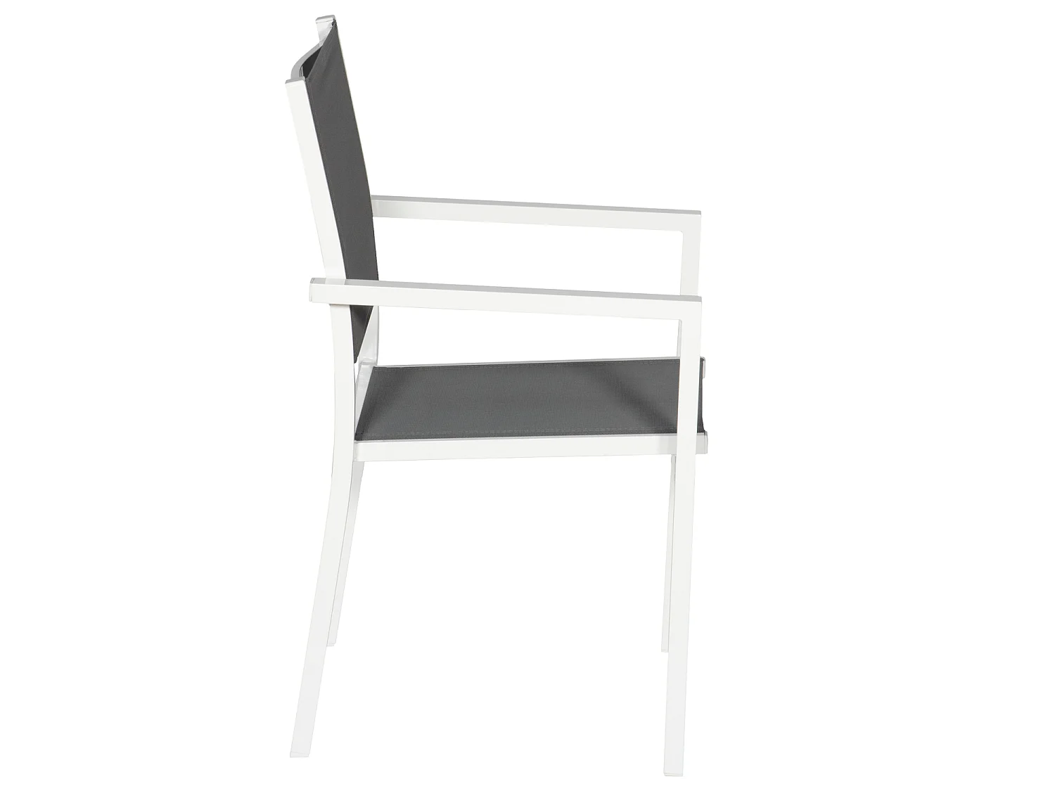 Lot de 4 chaises en aluminium blanc - textilène gris