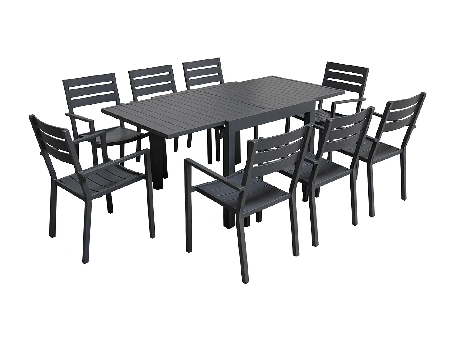 VENEZIA uitschuifbare tuinset 90/180 in antraciet aluminium - 8 zitplaatsen