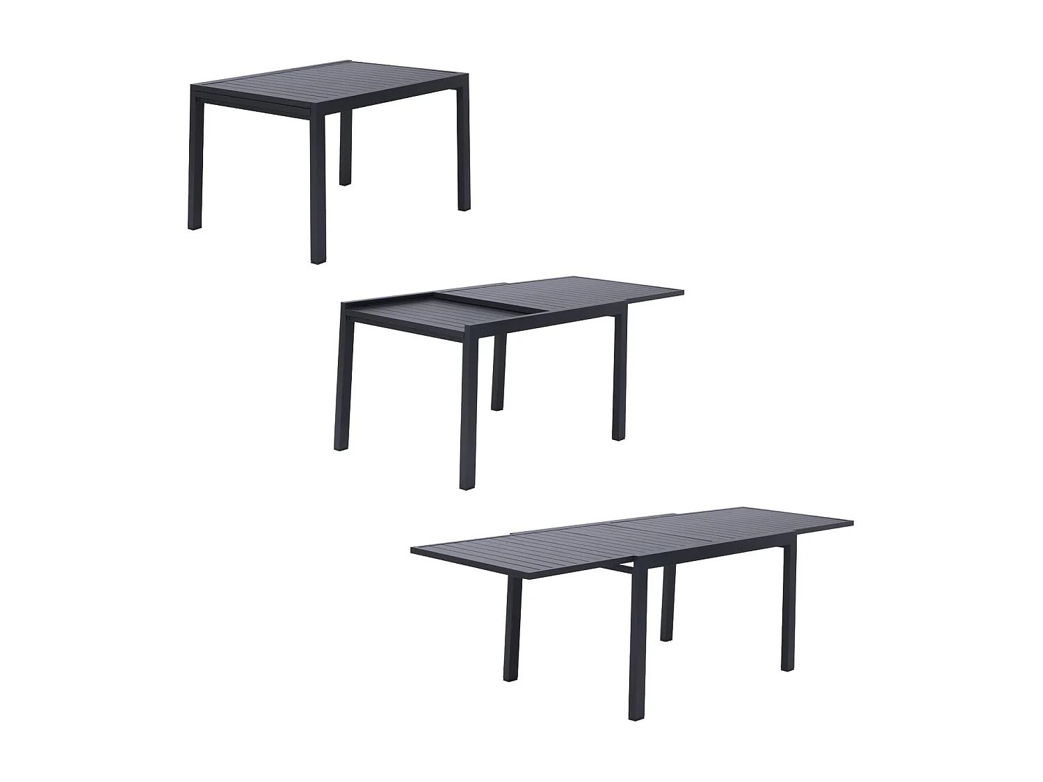 Salon de jardin VENEZIA extensible 132/264 en aluminium anthracite - 10 places