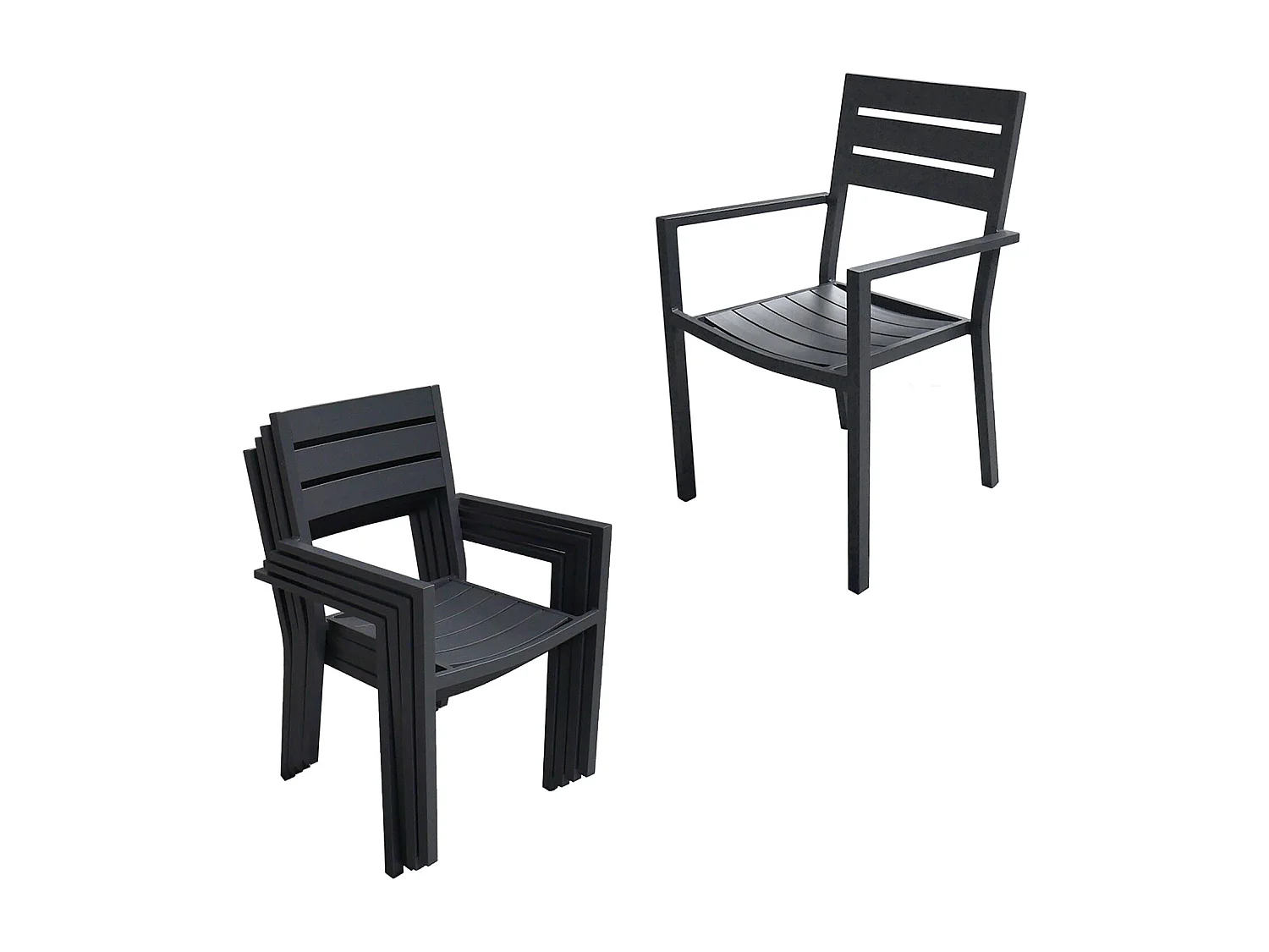 Salon de jardin VENEZIA extensible 132/264 en aluminium anthracite - 10 places