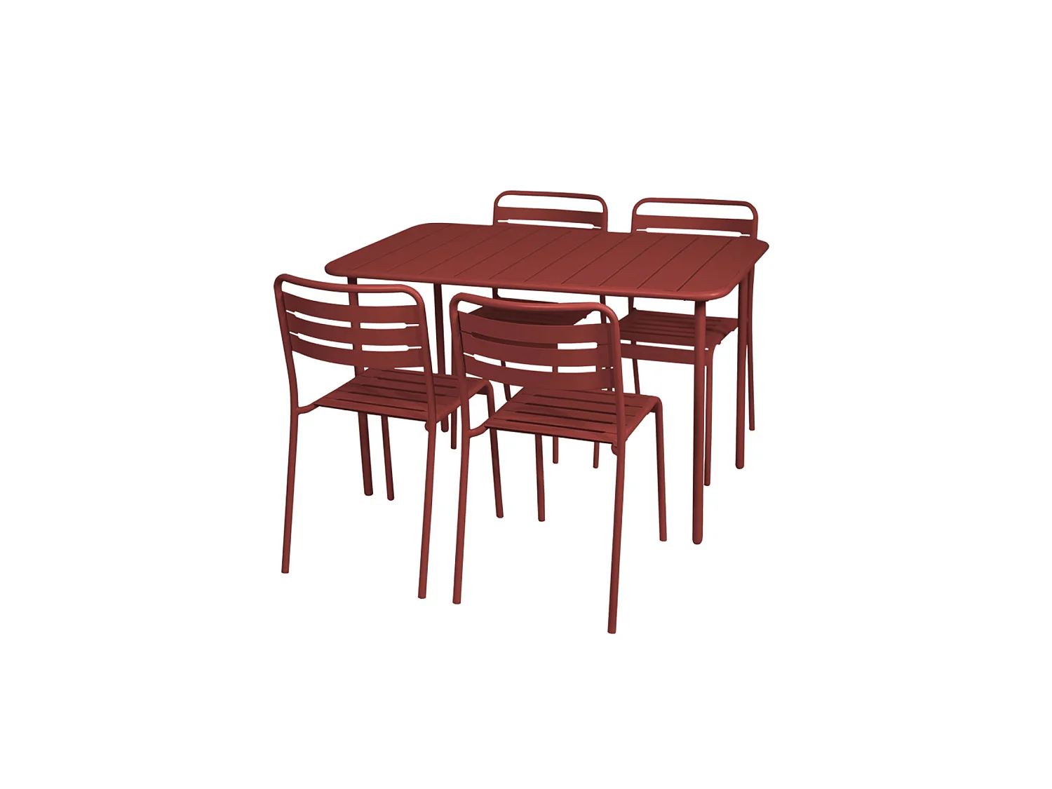 Set tavolo da giardino bistrot in metallo con 4 sedie, 120cm, terra di