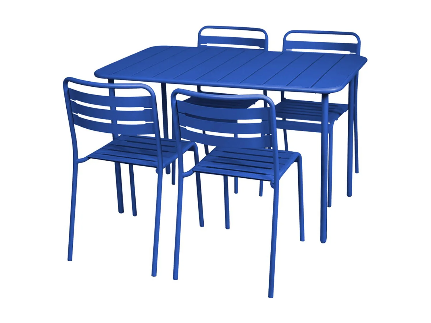 Set tavolo da giardino bistrot in metallo con 4 sedie, blu elettrico