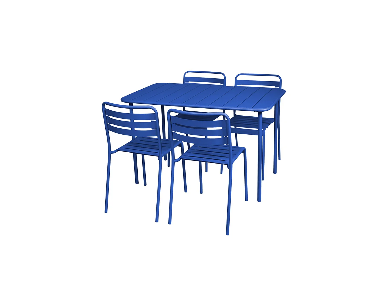 Set tavolo da giardino bistrot in metallo con 4 sedie, 120cm, blu