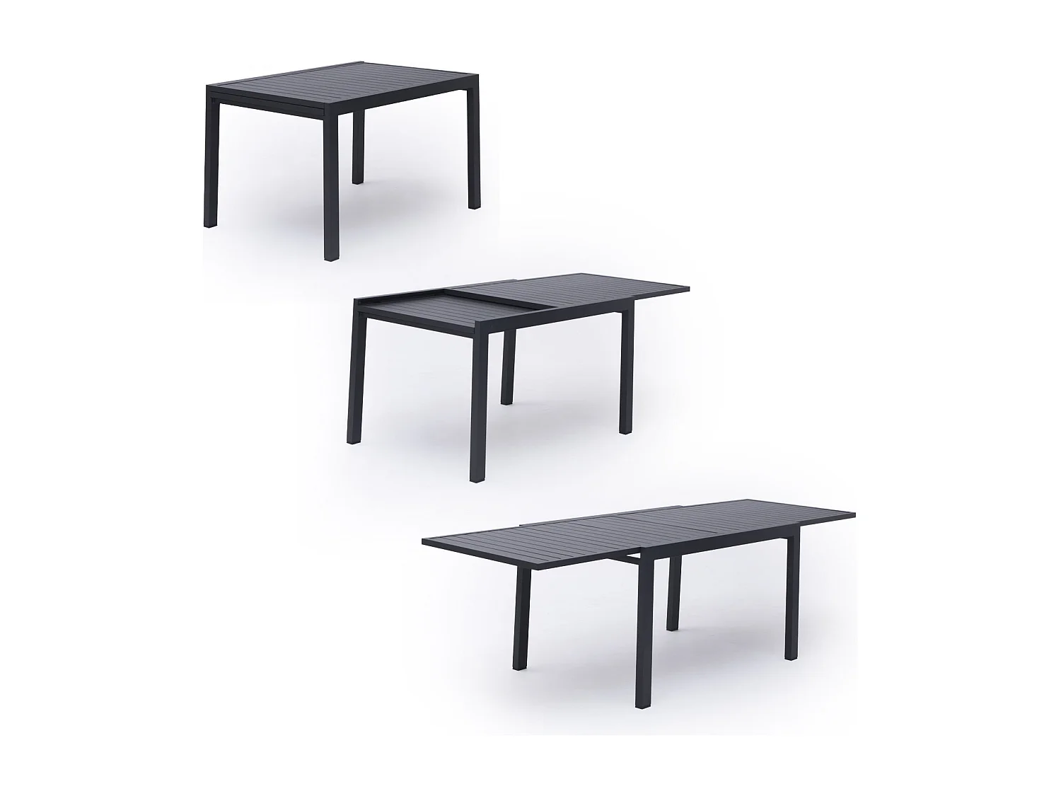 Salon de jardin VENEZIA extensible en textilène gris 10 places - aluminium anthracite