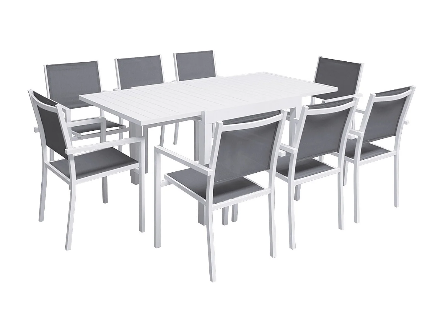 VENEZIA Uitschuifbare tuinset grijs textilene 90/180 - wit aluminium