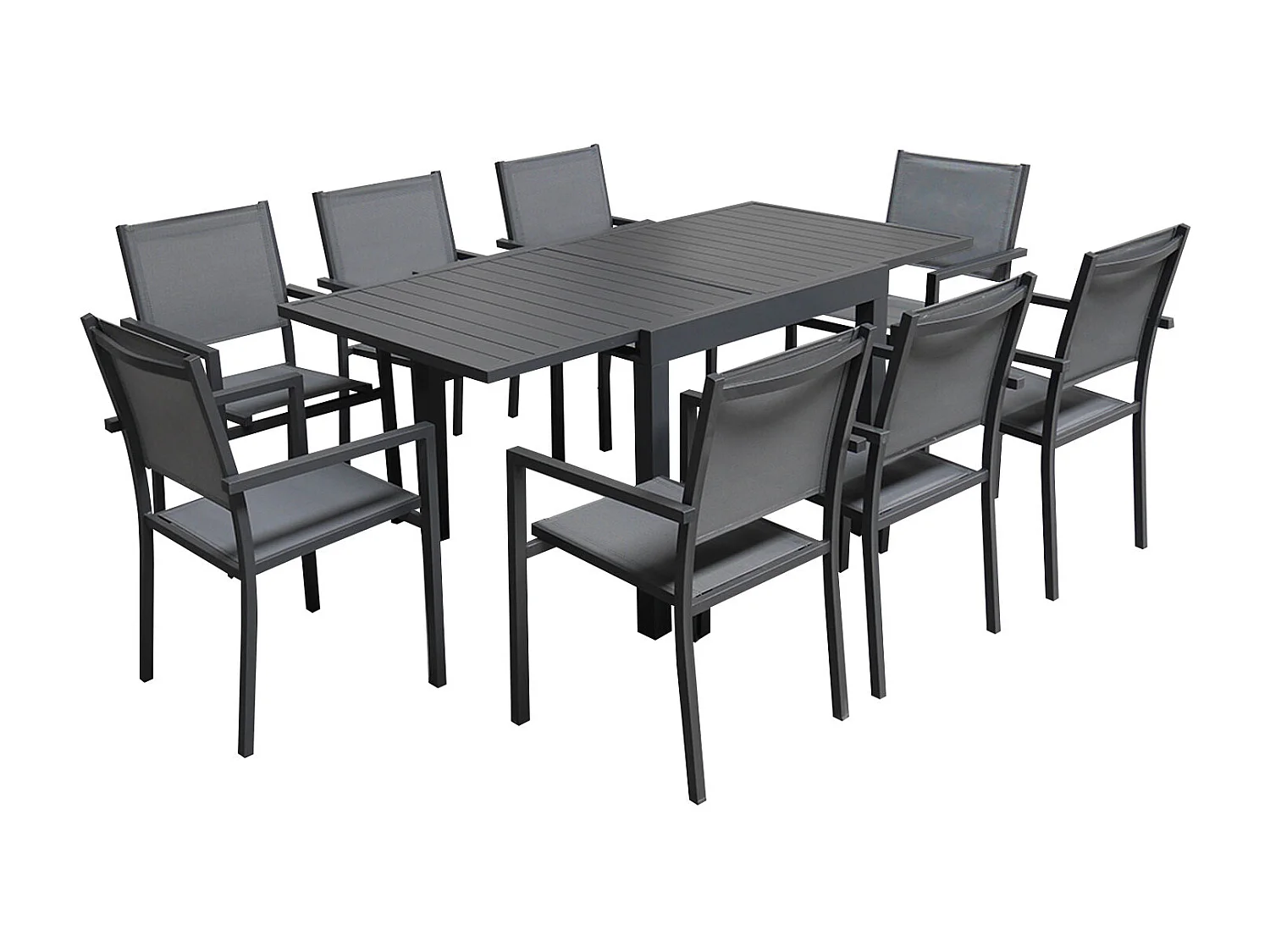 VENEZIA Uitschuifbare tuinset 90/180 in grijs textilene 8 zitplaatsen - aluminium antraciet