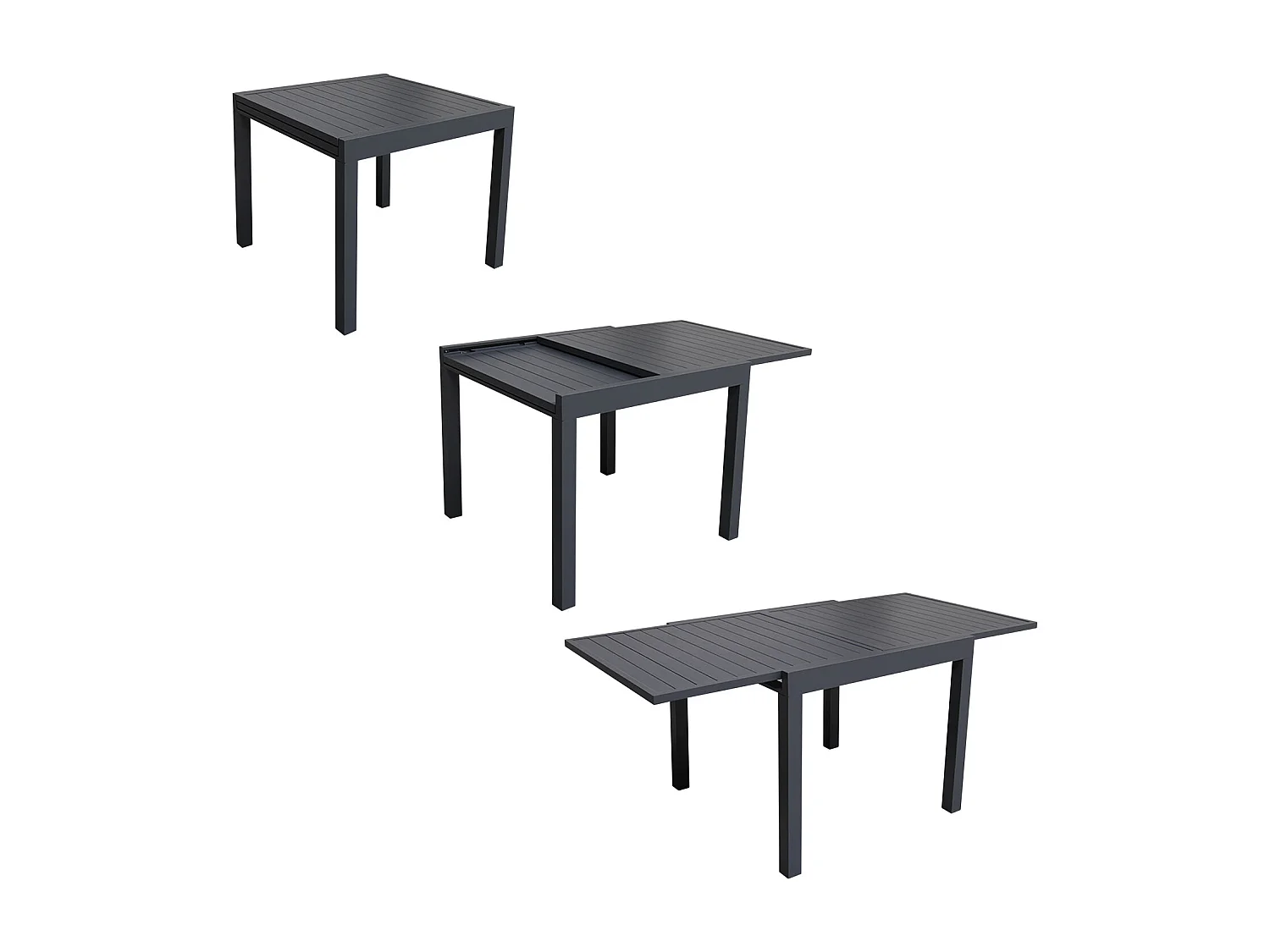 VENEZIA Uitschuifbare tuinset 90/180 in grijs textilene 8 zitplaatsen - aluminium antraciet