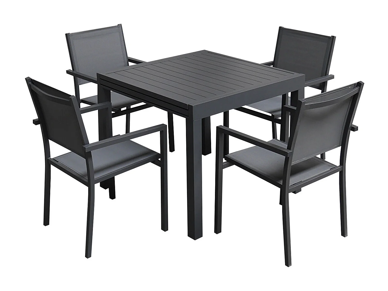 Salon de jardin VENEZIA extensible 90/180 en textilène gris 8 places - aluminium anthracite