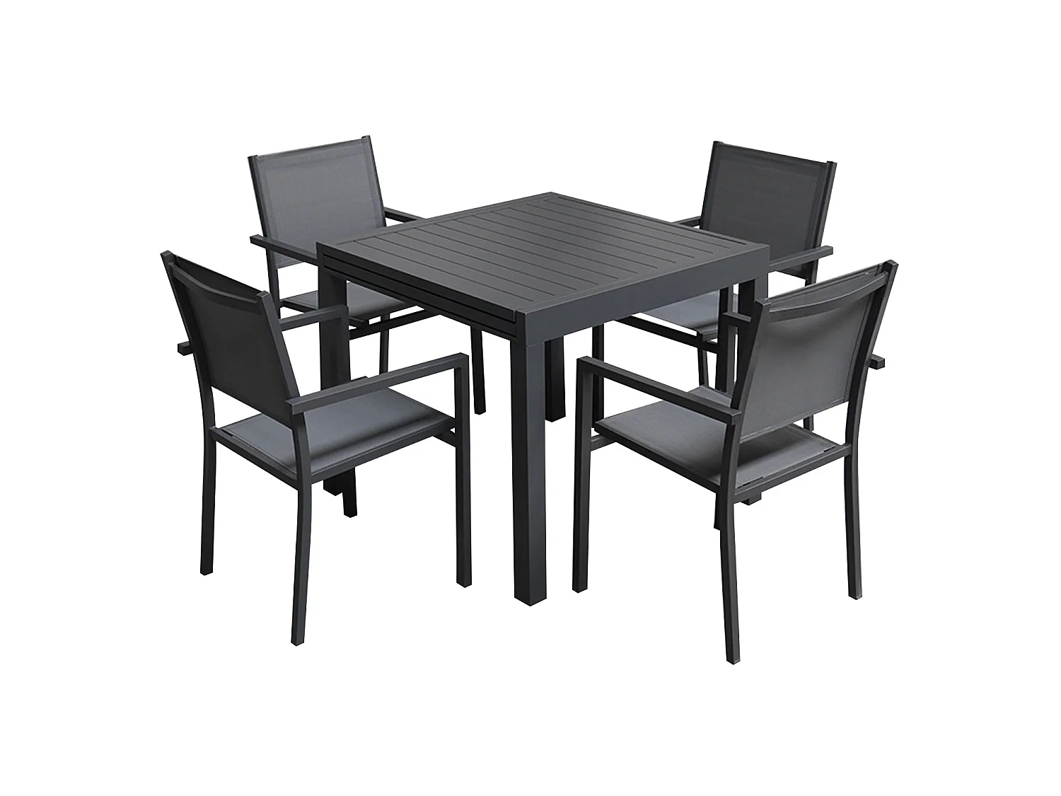 Salon de jardin VENEZIA extensible 90/180 en textilène gris 8 places - aluminium anthracite