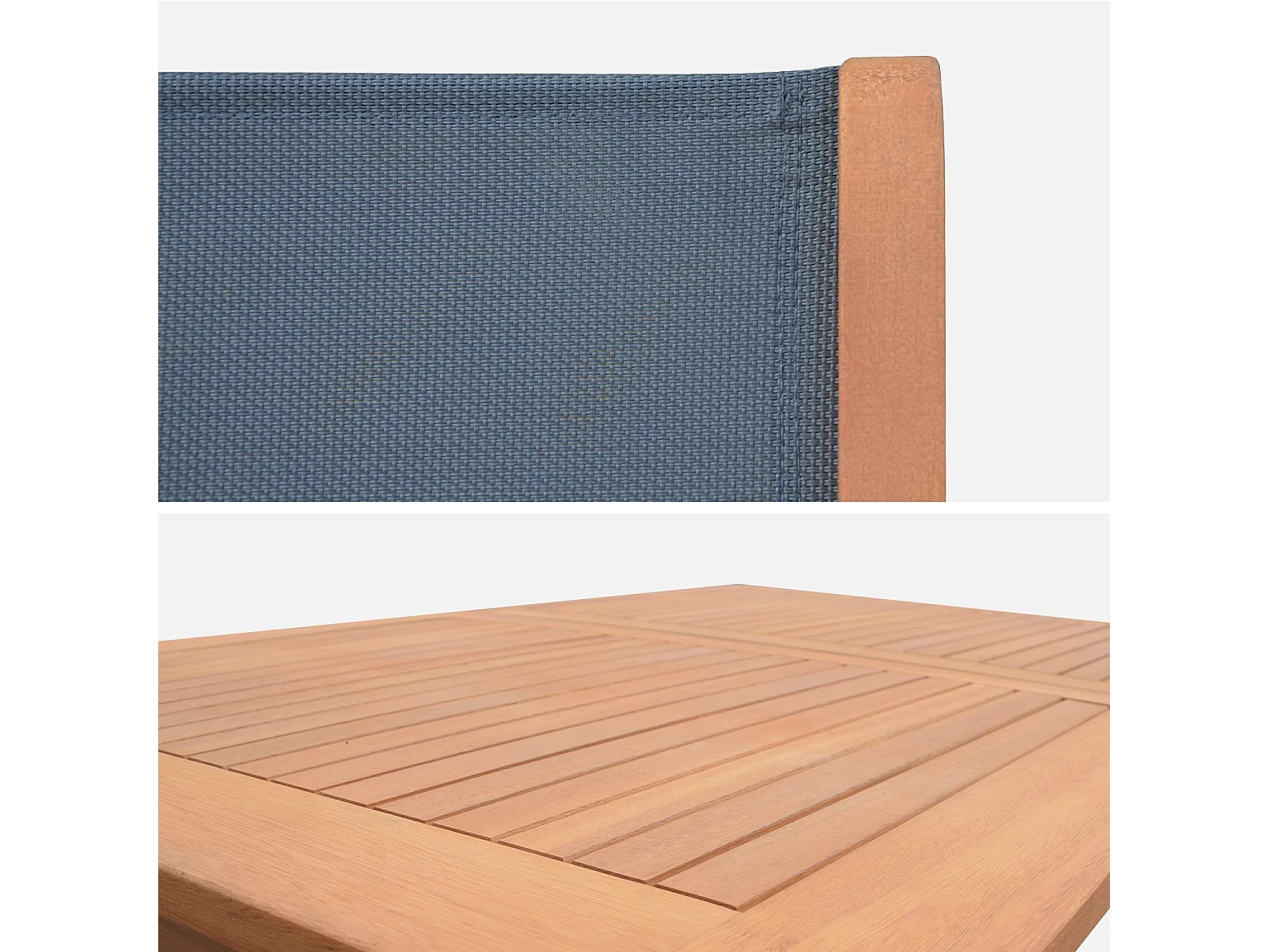 Mesa de jardín de madera extensible, 6 sillas madera