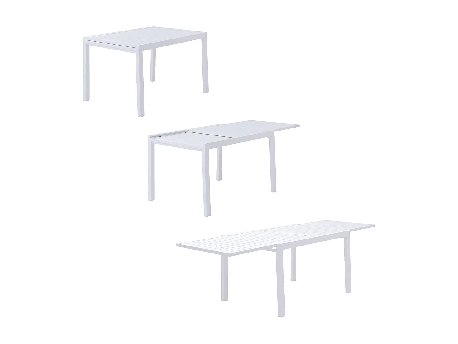 Tuinmeubelset VENEZIA uitschuifbaar 132/264 in wit aluminium - 10 zitplaatsen