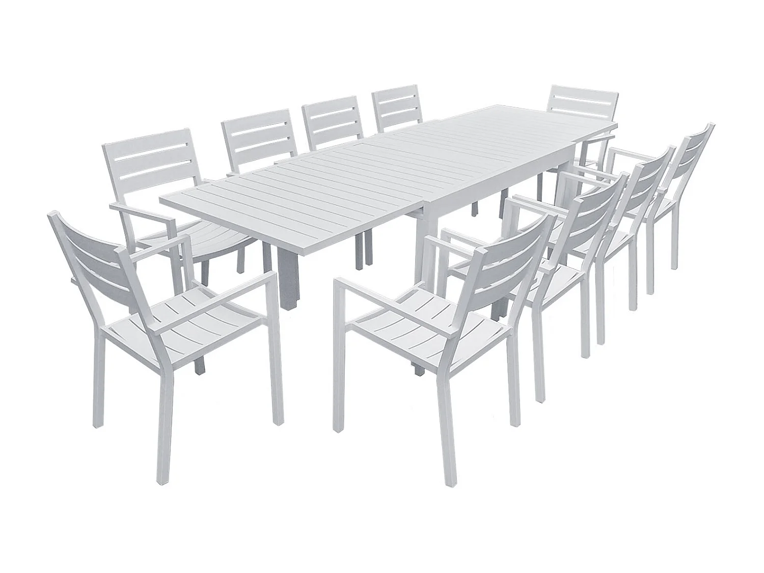 Salon de jardin VENEZIA extensible 132/264 en aluminium blanc - 10 places
