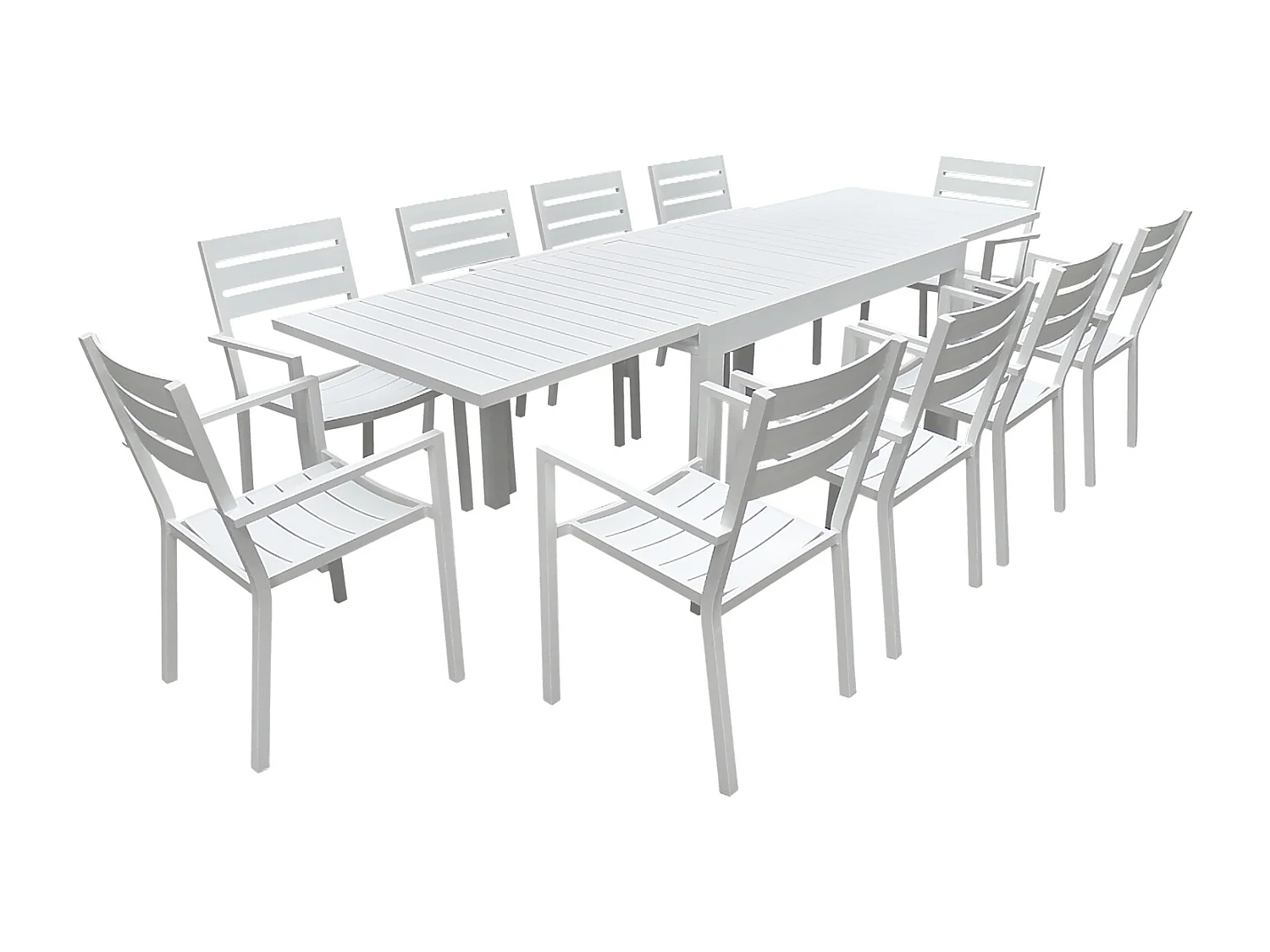 Salon de jardin VENEZIA extensible 132/264 en aluminium blanc - 10 places