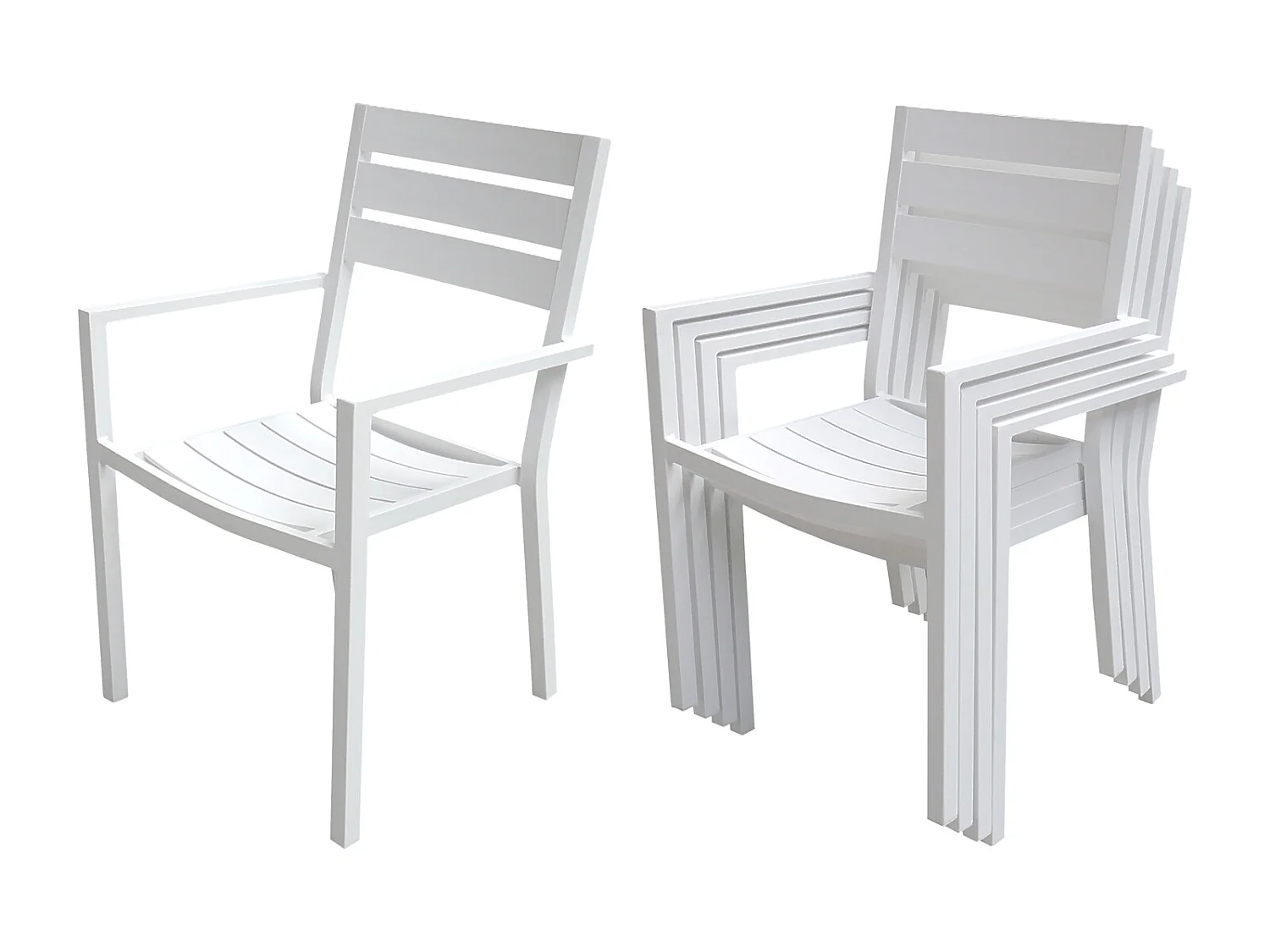 Salon de jardin VENEZIA extensible 132/264 en aluminium blanc - 10 places