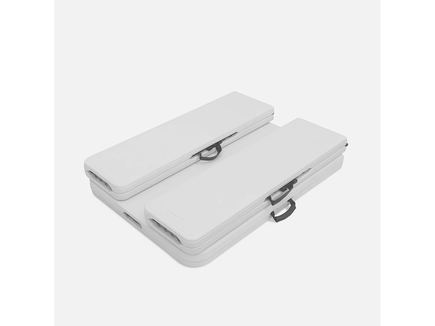 Lot de 2 tables de réception pliantes acier 2 bancs Fiesta 180cm blanc