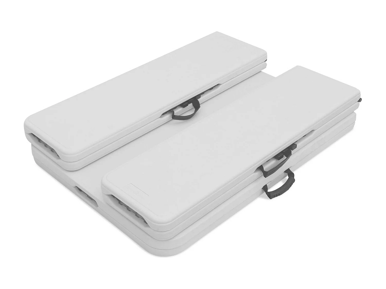 Lot de 2 tables de réception pliantes acier 2 bancs Fiesta 180cm blanc