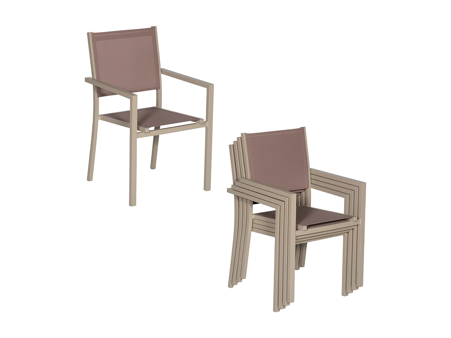 Set di mobili da giardino BARI in textilene taupe 8 posti - alluminio taupe - HAPPY GARDEN