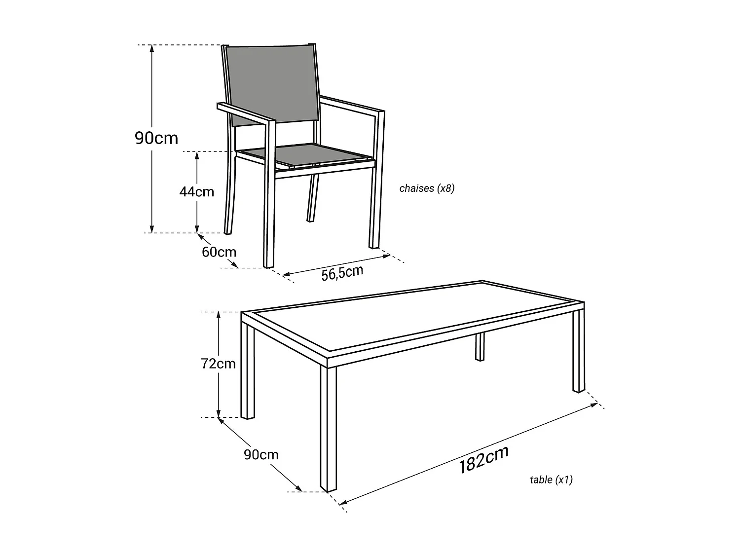 Set di mobili da giardino BARI in textilene taupe 8 posti - alluminio taupe - HAPPY GARDEN