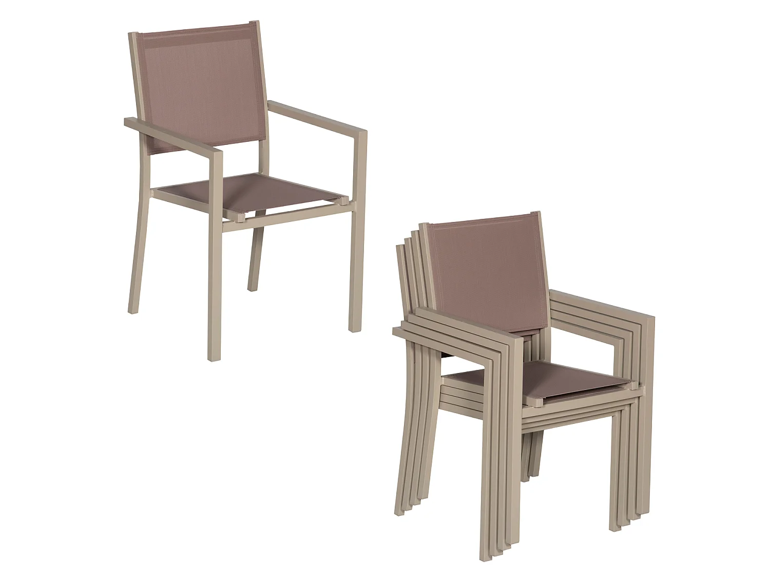 Salon de jardin BARI en textilène taupe 8 places - aluminium taupe