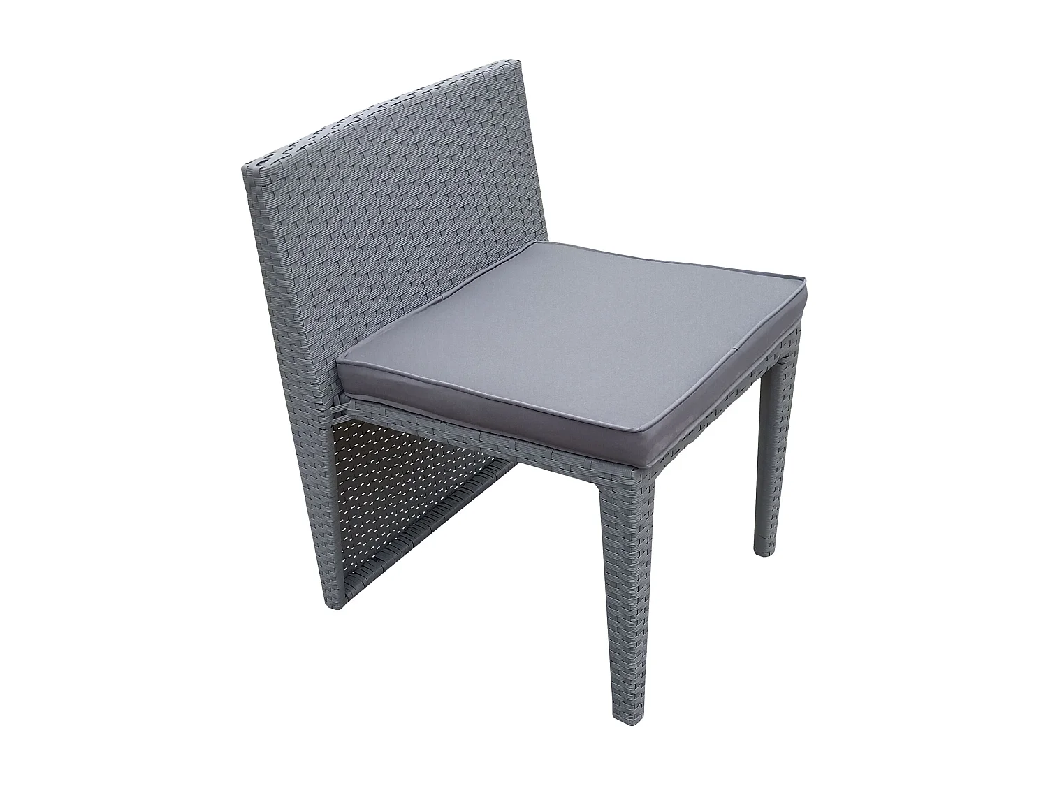 Salon de jardin encastrable SANTORIN en résine tressée grise 2 places - coussins gris