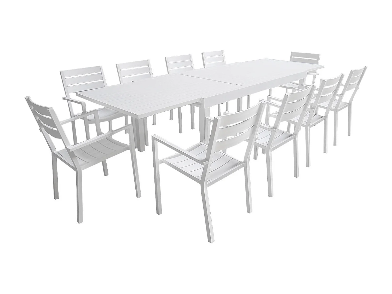 Salon de jardin VENEZIA extensible 180/300 en aluminium 10 places - blanc