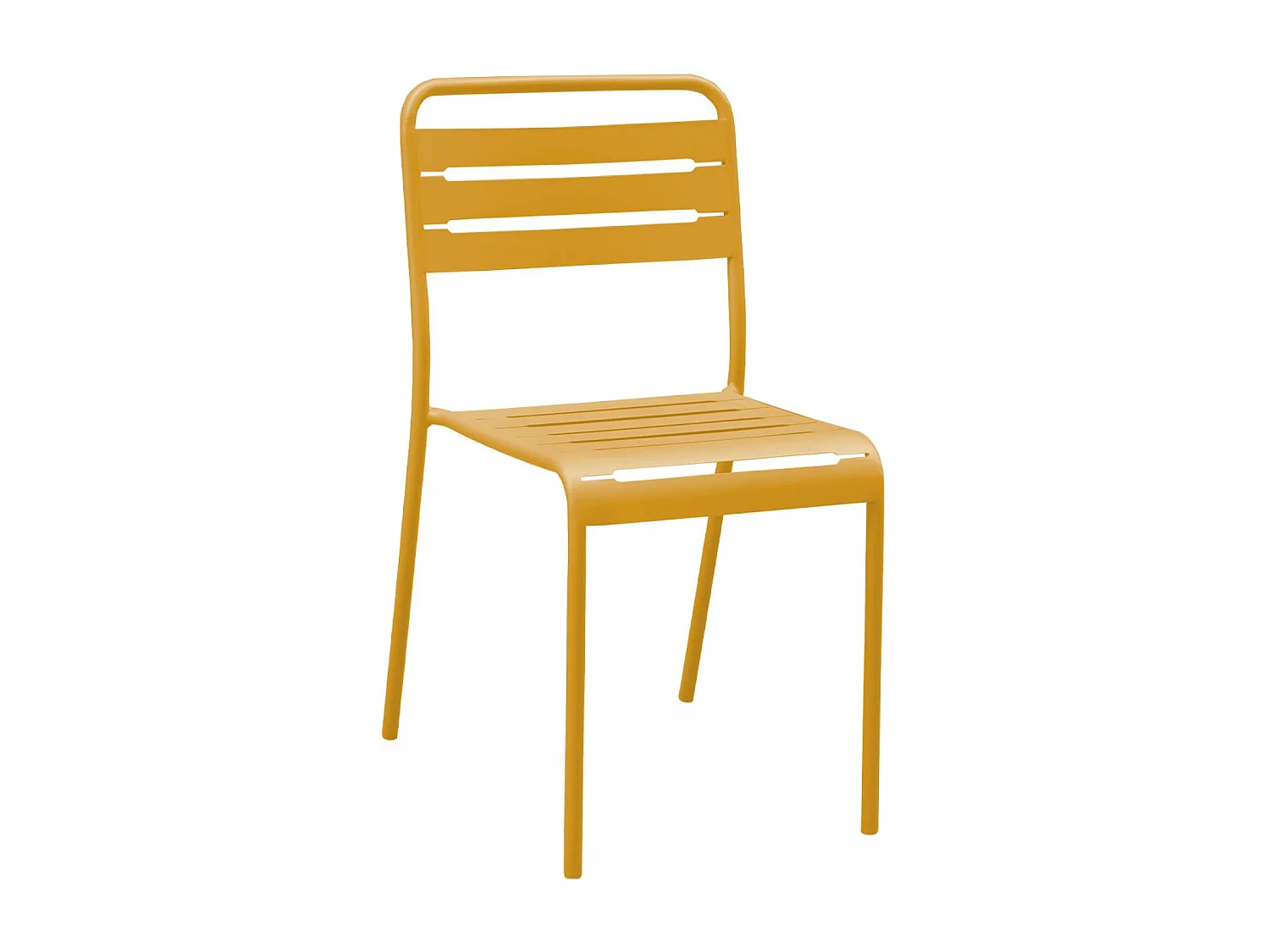 Table de jardin métal + 4 assises ocre en acier. Amelia. 120 x 70 x 72.5 cm