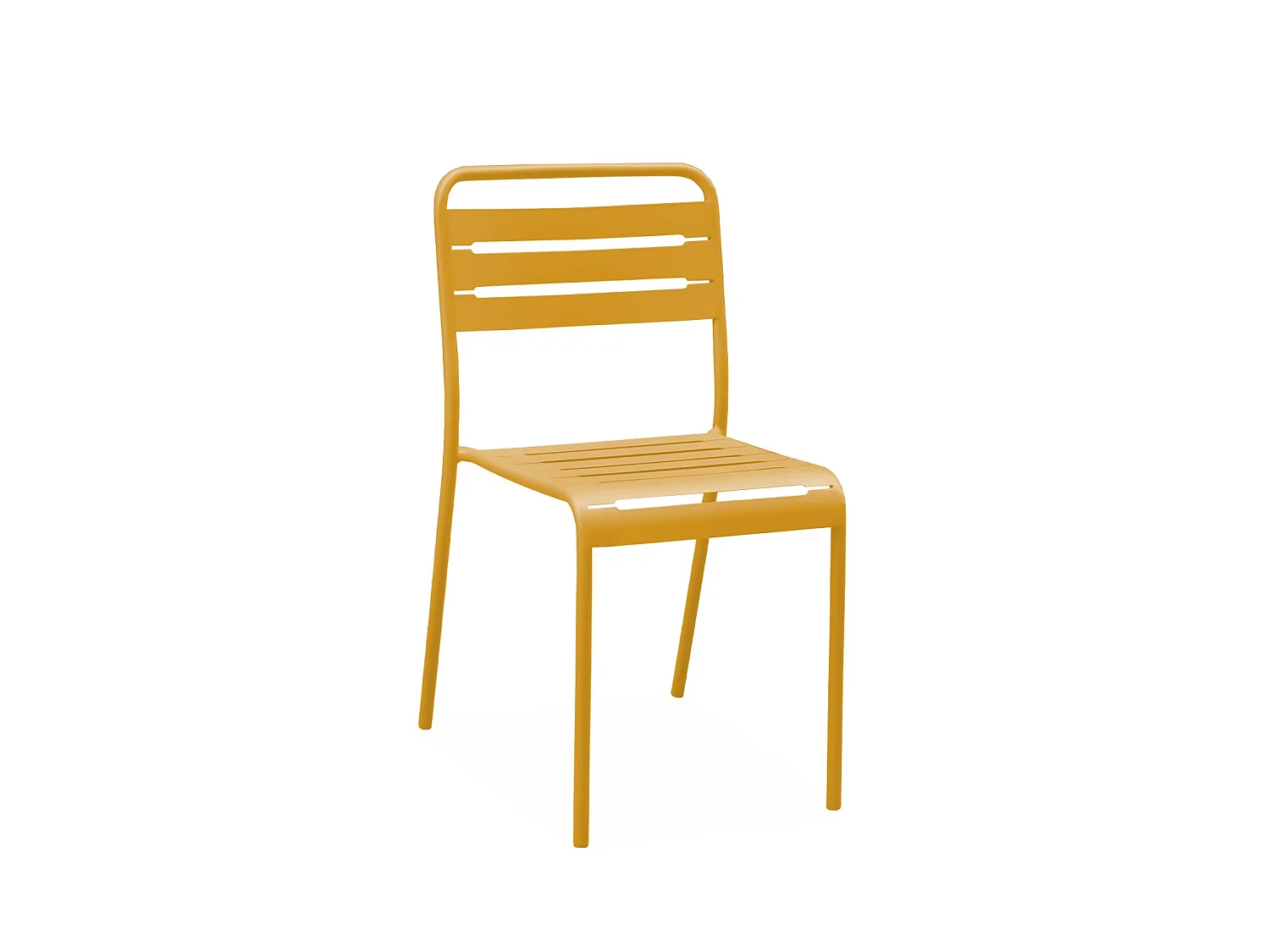 Set tavolo da giardino bistrot in metallo con 4 sedie, 120cm, ocra