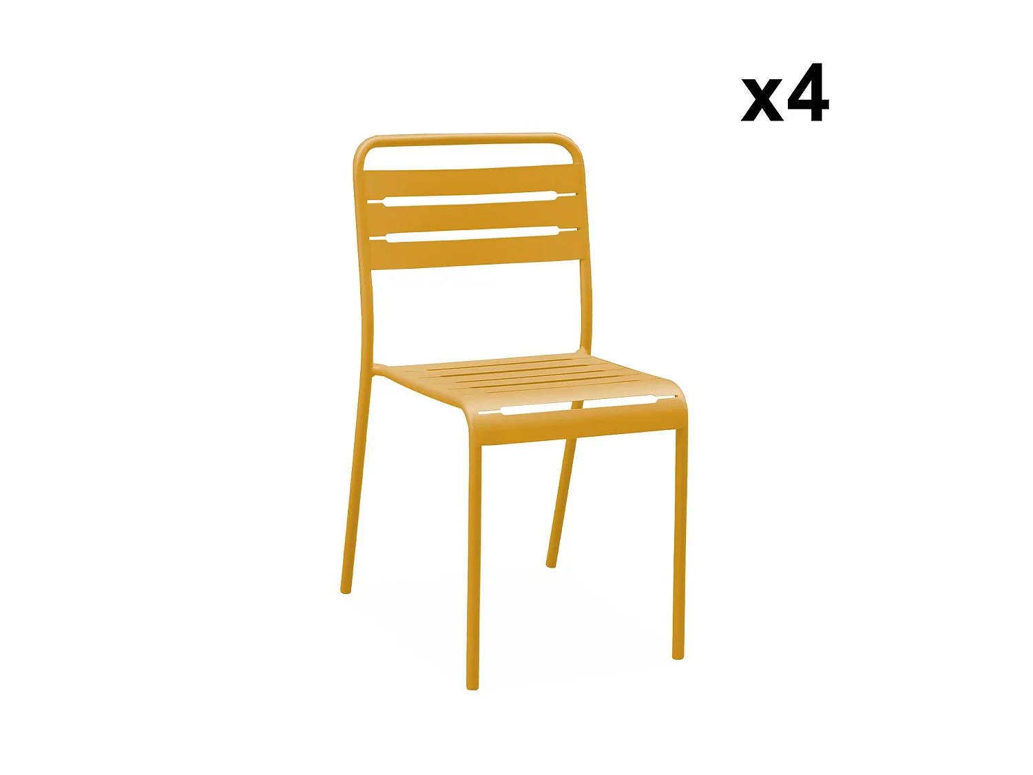 Set tavolo da giardino bistrot in metallo con 4 sedie, 120cm, ocra