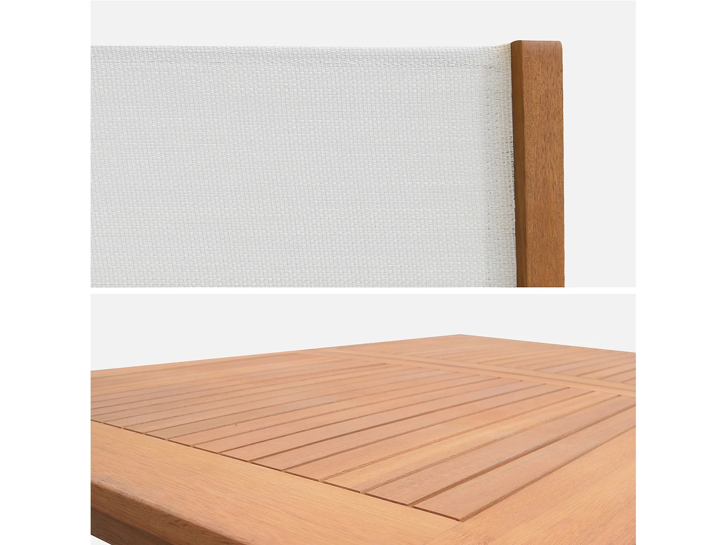 Mesa de jardín de madera extensible, 6 sillas madera