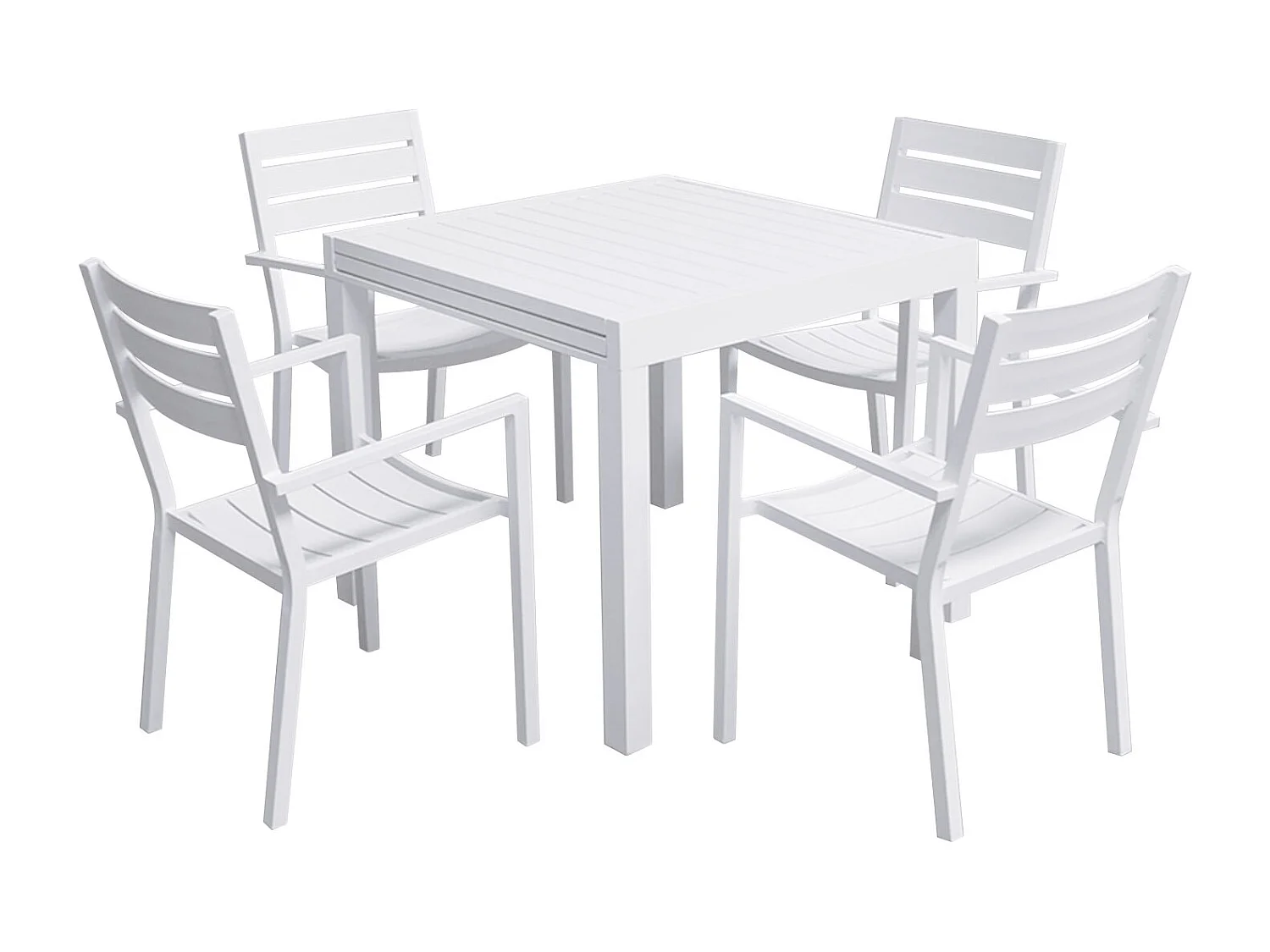 Salon de jardin VENEZIA extensible 90/180 en aluminium blanc - 8 places