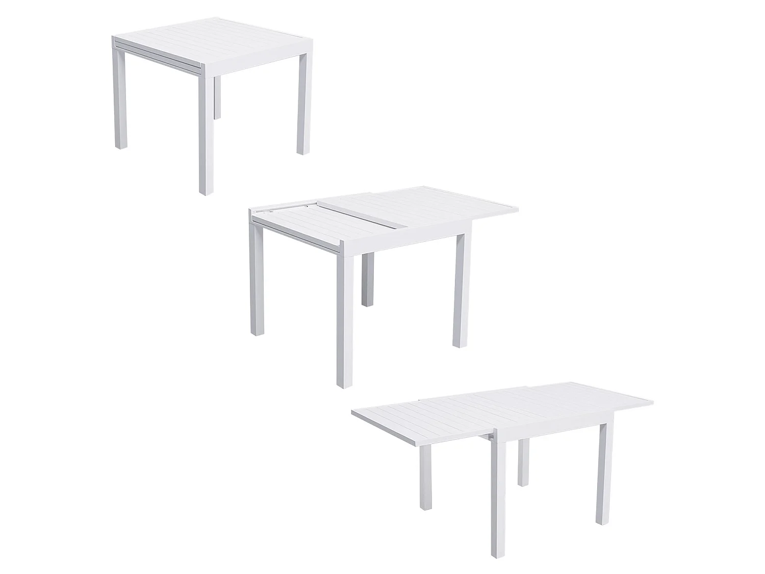 Salon de jardin VENEZIA extensible 90/180 en aluminium blanc - 8 places