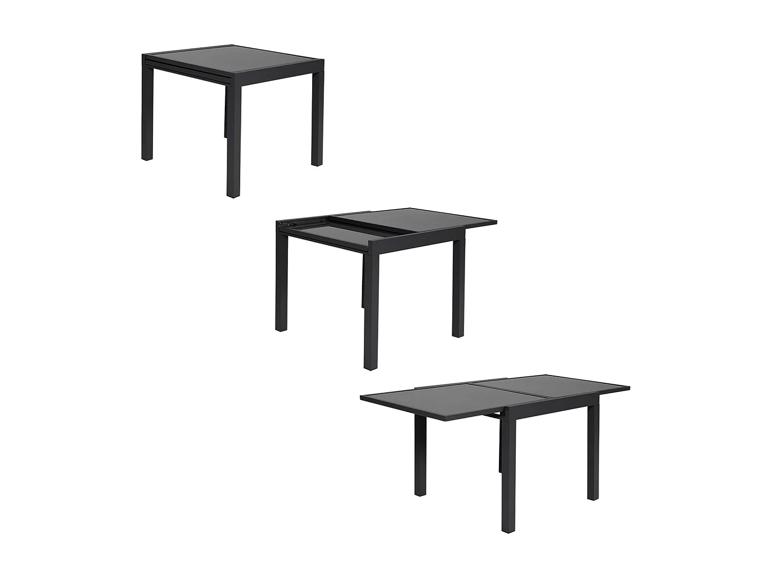 Salon de jardin LAMPEDUSA extensible en textilène gris 8 places - aluminium anthracite