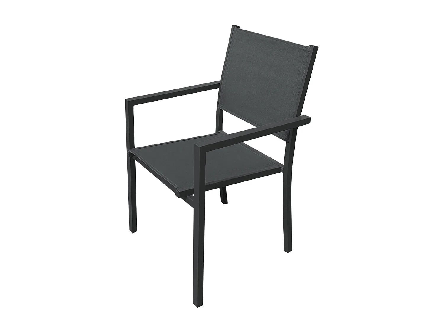 Salon de jardin LAMPEDUSA extensible en textilène gris 8 places - aluminium anthracite