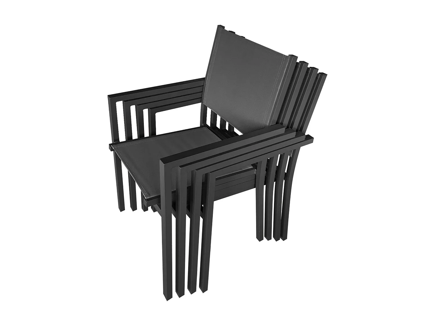 Salon de jardin LAMPEDUSA extensible en textilène gris 8 places - aluminium anthracite