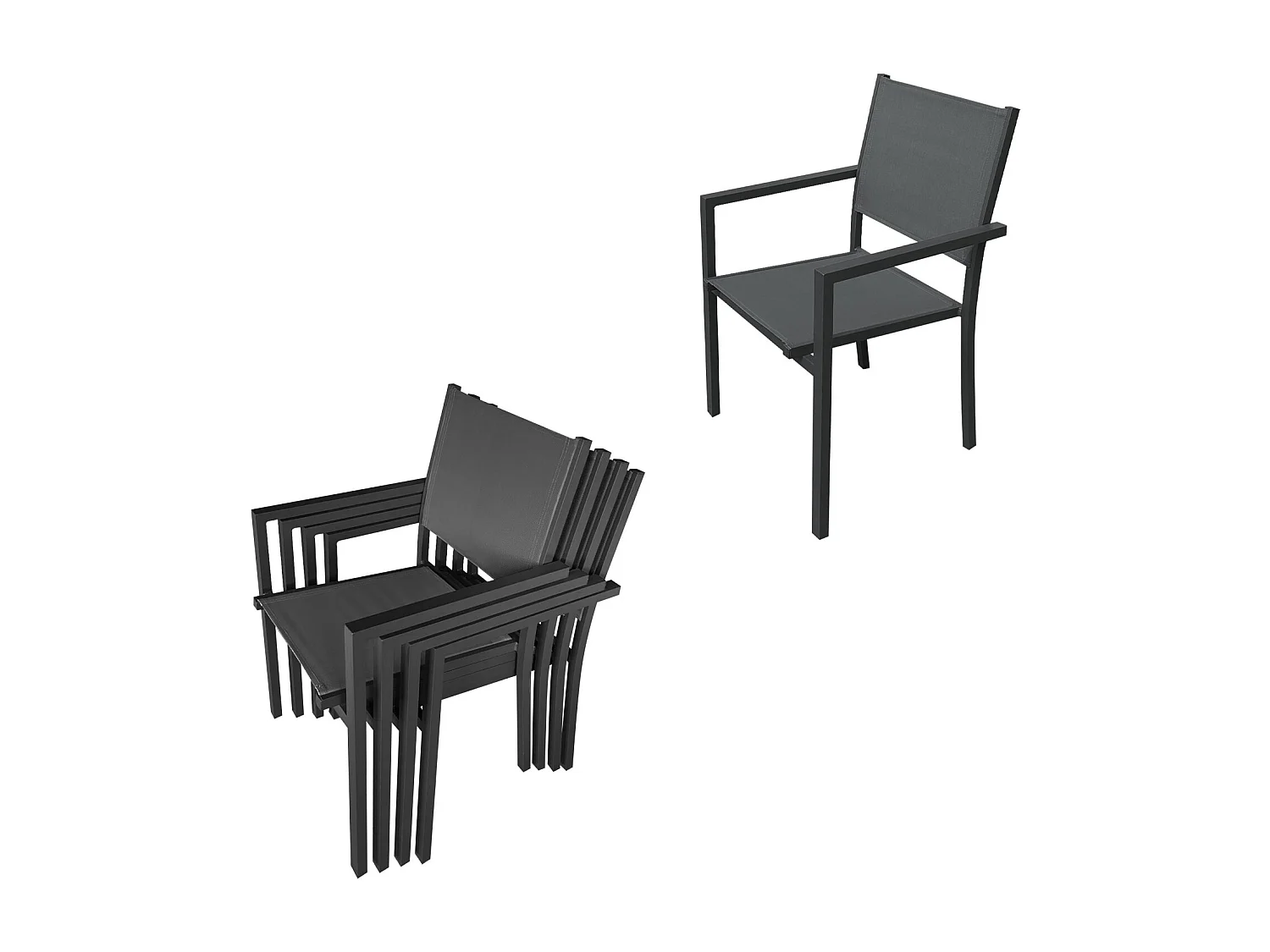 Salon de jardin LAMPEDUSA extensible en textilène gris 8 places - aluminium anthracite